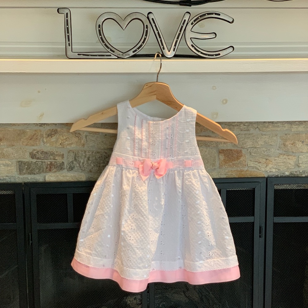 White and pink 18 mo girls spring dress